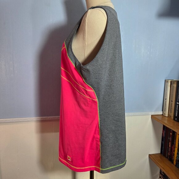 Fila XXL Bright Pink Heathered Gray Sleeveless Top Tennis Skort Summer Set - Picture 7 of 14
